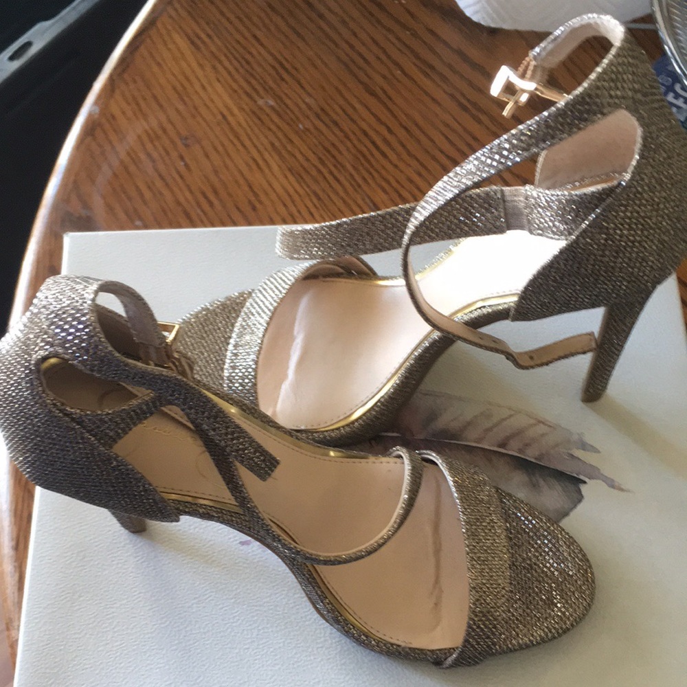 Jessica Simpson gold heels